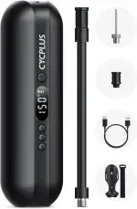 CYCPLUS Luftpumpe 150PSI Elektrischer Kompressor Tragbar Fahrradpumpe Mini Reifenpumpe mit Digital LED Anzeige LED Licht Wiederaufladbarer Li-ionen für alle Fahrräder Motorräder und Autos