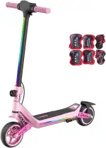 U8 Kinder E-Scooter in 16 km/h,12 km Reichweite,3 Geschwindigkeitsstufen Zero-Start,Elektronische Bremse,Doppelte Federung,6,5 Zoll Reifen,Klappbar & LED-Beleuchtung,Für Kinder ab 6 Jahren,VierFarben