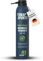 TUNAP SPORTS Bremsenreiniger Spray 300ml | Fahrrad Bremsen reinigen | Entfernt Verschmutzungen ohne Rückstände zugunsten der Bremsleistung | Löst Öl, Fett und Bremsstaub | Made in Germany