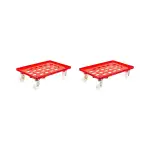 SparSet 2x Transportroller für Euroboxen 60x40cm mit Kunststoffräder rot | Gitter/Rasterdeck | 4 Lenkrollen | Traglast 300kg | Kistenroller Logistikroller Rollwagen Profi-Fahrgestell