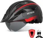 VICTGOAL Fahrradhelm Herren Damen MTB Helm mit Abnehmbarer Magnetische Schutzbrille Visier Atmungsaktiv mit 21 Belüftungskanäle Radhelm Einstellbare Fahrradhelme