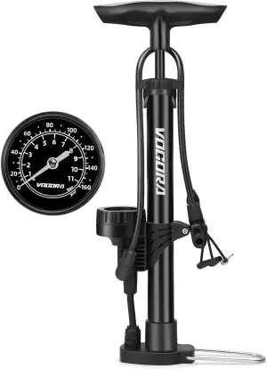 VOGORA Fahrradpumpe mit Manometer, Fahrradpumpe mit Presta- & Schrader-Ventilen 