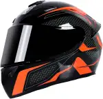 Motorradhelme Integraler Flip-Up Crash Motorradhelm mit herunterklappbarer Sonnenblende Scooter Motocross Racing Helme für Herren Damen,DOT/ECE Zertifizierung (Orange,L(58~59cm))