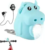 Kinder Scooter Licht – LED Licht USB Wiederaufladbar, Wasserdichtes Warnlicht mit 3 Modi & 5 Hupe...