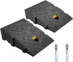 JAHOMFAI Bordsteinrampen, Aus Robustem Kunststoff, 2 Stück Tragbar Rampe Rollstuhl Türschwellenrampe für Auffahrt, Gehweg, Motorrad, Roller, Autos, mit 2 Erweiterungsbolzen(Schwarz 27 x 25 x 7 cm)