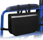 supregear Rollstuhl Seitentasche - Für Senioren und Erwachsene Multifunktionale Aufbewahrung Rollatoren Gehhilfen Elektrorollstühle Knie Scooter, Tragbare Reisetasche, Schwarz