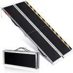 Aluminium Rollstuhlrampe Klappbar 152cm, Tragbare Auffahrrampe Für Türschwellen & Bordsteine, Leichte Schwellenrampe Mit Rutschfester Oberfläche Für Rollstuhl, Scooter & Einkaufswagen, Leicht, Stabil