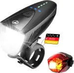 toptrek Fahrradlicht Set 100LUX, Fahrradbeleuchtung Set USB Aufladbar, Fahrradlampe StVZO Zugelassen, Fahrrad Lichter Led Set IPX5 Wasserdicht Vorne Frontlicht & Rücklicht Set