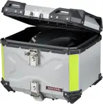MOCOERL Motorrad Topcase, 45L Aluminiumlegierung Topcase für Roller, Wasserdicht, Motorradkoffer mit Rückenlehne und InstallierenTrägerplatte (Silber) 702S