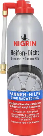 NIGRIN Reifendicht, 500 ml, sofortige Pannenhilfe, Reifendichtmittel repariert Löcher im Reifen i...