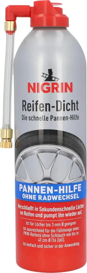 NIGRIN Reifendicht, 500 ml, sofortige Pannenhilfe, Reifendichtmittel repariert L