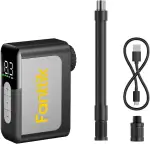 Fanttik X10 Ace Mini akku Fahrradpumpe mit Manometer, 8,3 Bar elektrische Fahrradpumpe mit Presta- und Schrader-Ventil, Auto-Stopp, schnelles Aufpumpen für Rennrad, Mountainbike, Motocross und E-Bike