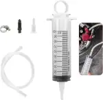 100ml Spritze, Bremsenentlüfter Schlauch 50cm, Bremsflüssigkeit Absaugspritze für Motorrad, Fahrrad, Roller und Auto, Bremsenentlüftungsgerät mit Adapter und Druckklemme zur Einfachen und Effektiven W