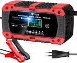 Autobatterie Ladegerät 10A Batterieladegerät 12V Mit LCD Bildschirm Temperaturkompensation Rekonditionierungsmodus Intelligentes Ladegerät Autobatterie für LiFePO4, Blei Säure und AGM Batterien