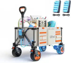 Litheli Elektrowagen Bollerwagen faltbar, Handwagen faltbar mit Motor & Bremsen,