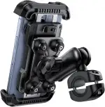 Lamicall Handyhalterung Motorrad, Handyhalter Fahrrad - [Metall-Verlängerungsarm] [Doppelt Vibrationsgedämpft] Handy Motorradhalterung Diebstahlsicher, 720° Drehbarer Lenker Halter für iPhone 17/16/15