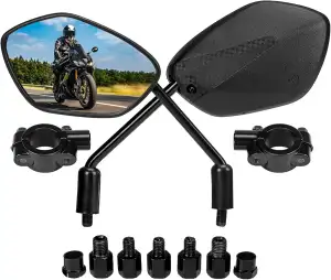 KEMIMOTO Motorrad Spiegel E Geprüft, Universal Mit M8 M10, Rückspiegel Mit Halte