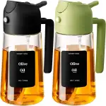 SWEET VIEW 2 in 1 Ölsprüher zum Kochen, 470ml Glasölflaschen/Olivenöl Sprühflasche für Salat, Grillen und Heißluftfritteuse (Schwarz, Grün)