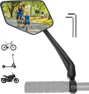 REEZER Fahrradspiegel links mit extra großer Spiegelfläche - 360° verstellbarer 