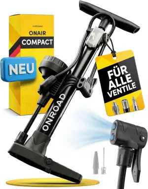 Fahrradpumpe alle Ventile (Presta/SV, AV, DV) – Luftpumpe Fahrrad ON‑AIR mit gro