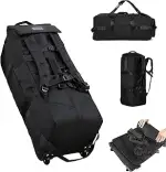Faltbare Reisetasche mit Rollen Groß 80L, 3 IN 1 Handgepäck Rucksack Koffer 80 x 30 x 33 cm, Wass...