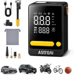AstroAI Mini Elektrische Luftpumpe, Kabellose Fahrradpumpe, 2X Schnellere Reifenpumpe mit Großem Dual-Display, Autostop, 10,3 Bar für Auto, Fahrrad, Motorrad, Bälle