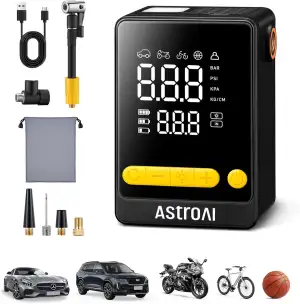 AstroAI Mini Elektrische Luftpumpe, Kabellose Fahrradpumpe, 2X Schnellere Reifen