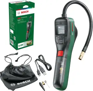 Bosch elektrische Fahrradpumpe/Luftpumpe/Mini Kompressor EasyPump (3,0 Ah Akku, 3,6 Volt, Autosto...