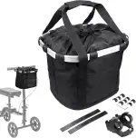 EDWERD Knie Walker Tragetasche - Universal Fußregenerationsroller Lenkertasche Aufbewahrungstasche für Knieroller, Rollator, Rollstuhl, Fahrrad (Schwarz - B)