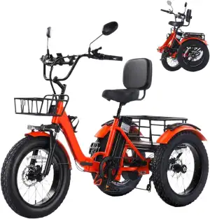20″ Fat Tire E-Bike Dreirad für Erwachsene & Senioren Faltbares Elektrodreirad m