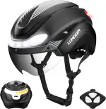LUMDEER Fahrradhelm Herren und Damen mit Licht und Visier, Fahrrad Helm Blinker und Bremslicht 2....