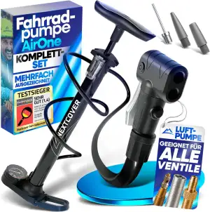 NEXTCOVER® Fahrradpumpe Alle Ventile mit [Airflow-Technologie] I Pumpe für Autov