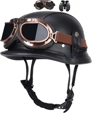 Jethelm Retro, Motorradhelm Jethelm Roller-Helm, Deutscher Stil Halbschale Helm,