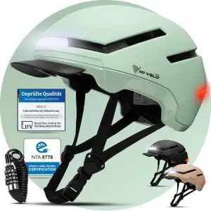 MIVELO Fahrradhelm Damen Herren Erwachsene mit Licht inkl. Helmschloss, NTA Zert