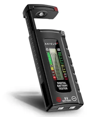 AKIELO+ Digitaler Batterietester mit LCD Anzeige – Universal Batterie Tester & p