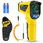 Infrarot Thermometer MESTEK Temperaturmessgerät Digital Laser IR Pyrometer K-Sonde -50°C ~ 800°C Berührungslos mit Farbe lcd Alarmfunktion Einstellbarer Emissionsgradfür Küche Grill Automotive
