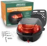 Secura Motorradkoffer Topcase schwarz 32 L abschließbar mit Rücklicht und Halterung | Topcase für Motorrad Quad Zubehör Koffer hinten | Top Case Gepäckträger Koffer Motorrad Box