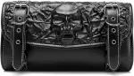 Generisch Motorrad Satteltasche PU Leder 3D Totenkopf-Design Vintage-Stil Wasserdicht mit Werkzeu...