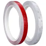 Prasacco 2 Rollen Reflektorband Selbstklebend, 10mm x 8m Reflektoren Aufkleber Selbstklebende Wasserdicht Reflektierendes Klebeband Reflektor Warnband für Straße Fahrräder Helme Motorrad (Rot, Weiß)