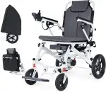 Leicht Elektro Rollstuhl Faltbar für Erwachsene, 2 * 12AH Batterien 48 km Reichweite Allen Gelände Rollstühle, 500W Motorisierten Rollstuhl, mit Rucksack, Staubbeutel, Dekubitus Pad, Flugzeugzulassung