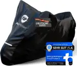 [ Test SEHR GUT ] Pro2Protect® Motorrad Abdeckplane SCHWARZ WEIß wetterfest Outdoor Plane für Mop...