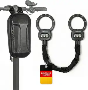 E Scooter Schloss mit Zahlenschloss, 90cm Kettenschloss mit Tasche, Handschellen