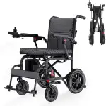 Leichter Elektrischer Rollstuhl für Erwachsene, Klappbar, 48km Reichweite, 24Ah Lithium-Akku, Geländegängig, 400W Bürstenloser Motor, Flugzuggenehmigt