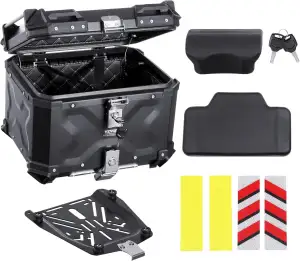 VEVOR Motorrad-Topcase Motorradkoffer 45 L Heckbox aus Aluminiumlegierung mit Le