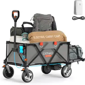 Litheli Elektrokarre Bollerwagen Faltbar, Handwagen faltbar mit Motor & Bremsen,