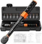 AivaToba Klein Drehmomentschlüssel Fahrrad 1/4", 2026 Upgrade 13TLG Drehmomentschlüssel, 2-24 Nm Torque Wrench Set mit 72 Zähne Ratsche, ±3% Fehlergenauigkeit, Verlängerungsstangen, 3/8" Adapter