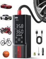 Lamicall Elektrische Luftpumpe, Akku Fahrradpumpe - [Upgrade Metallzylinder] 150PSI Schnelles Tra...