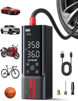 Lamicall Elektrische Luftpumpe, Akku Fahrradpumpe - [Upgrade Metallzylinder] 150PSI Schnelles Tra...