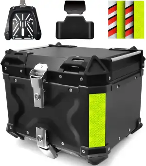 VOKKA Topcase Motorrad, 45L Aluminiumlegierung Topcase für Roller, Wasserdicht, 