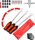 Reifenheber, Reifen Hebel Werkzeug Löffel, Reifen Montiereisen, Tire Spoons Lever Iron Tool Kits Montierhebel Werkzeug Mit 3 Rad Felge Protektoren Tool Kit, Für Motorrad/Fahrrad/Wagen Reifen